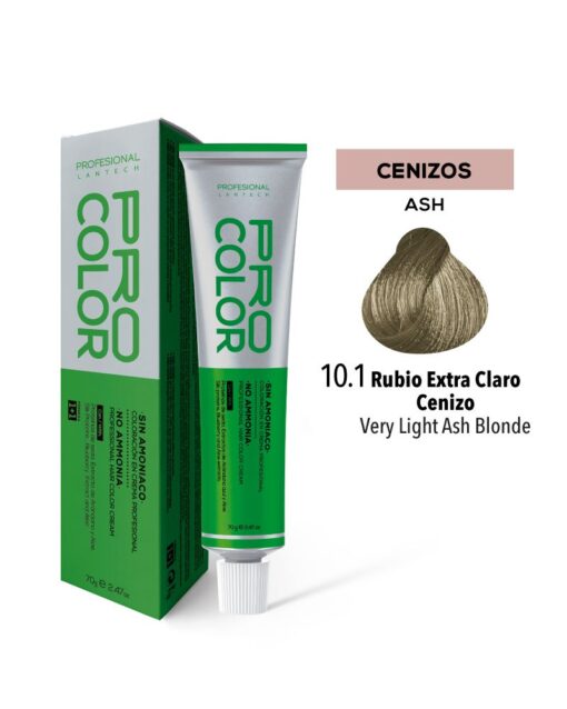 TINTE PRO COLOR SIN AMONIACO 10.1 RUBIO EXTRA CLARO CENIZO 70 GR