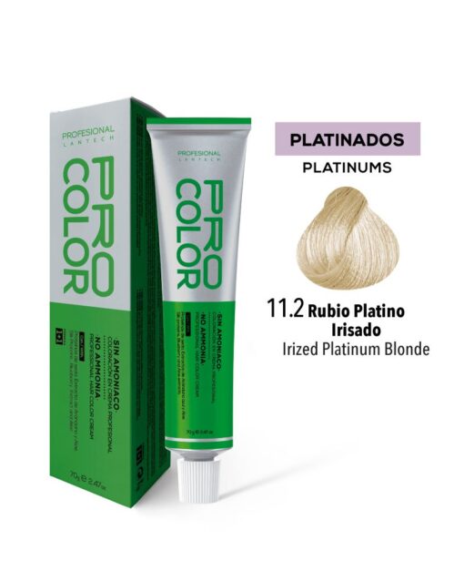 TINTE PRO COLOR SIN AMONIACO 11.2 RUBIO PLATINO IRISADO 70 GR