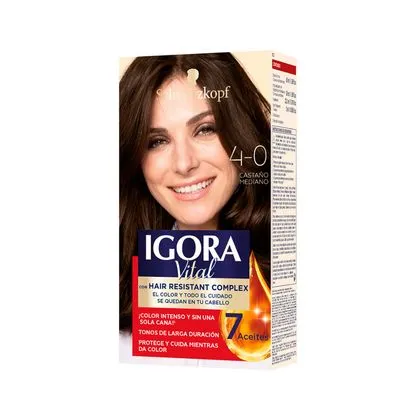 TINTE IGORA VITAL 4.0 CASTAÑO MEDIANO 2 TUBOS