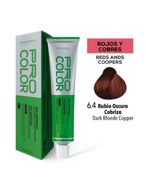 TINTE PRO COLOR SIN AMONIACO 6.4 RUBIO OSCURO COBRIZO 70 GR