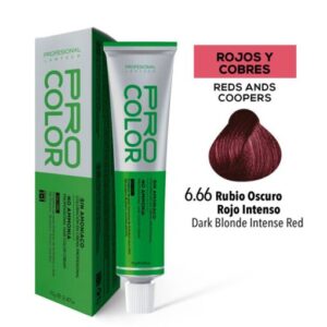 TINTE PRO COLOR SIN AMONIACO 6.66 RUBIO OSCURO ROJO INTENSO 70 GR