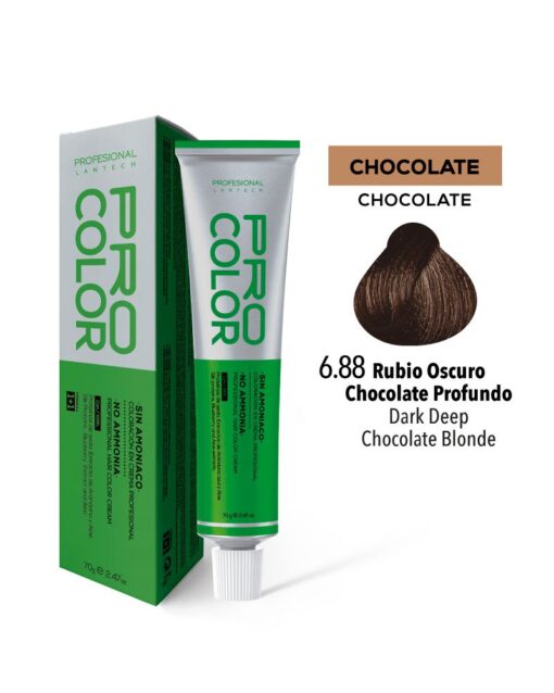 TINTE PRO COLOR SIN AMONIACO 6.88 RUBIO OSCURO CHOCOLATE PROFUNDO 70 GR