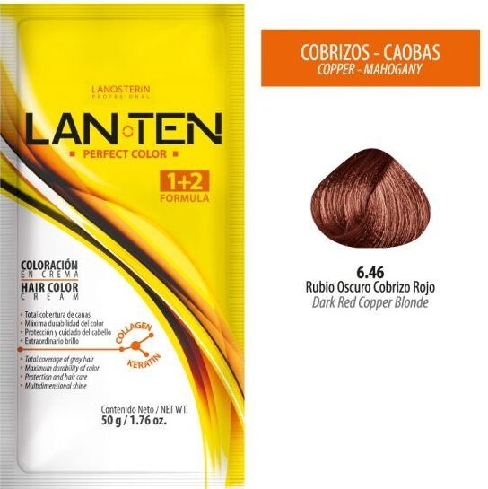 TINTE LANTEN 6.46 RUBIO OSCURO COBRIZO ROJO 50 GR 1 SACHET LANOSTERIN