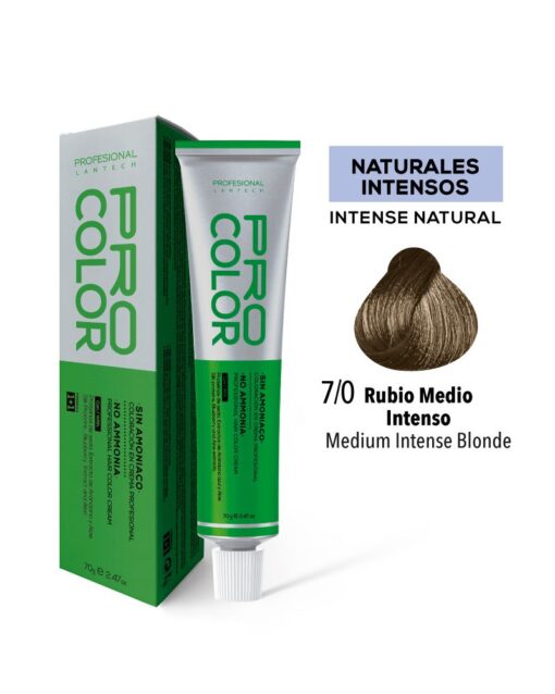 TINTE PRO COLOR SIN AMONIACO 7.0 RUBIO MEDIO INTENSO 70 GR