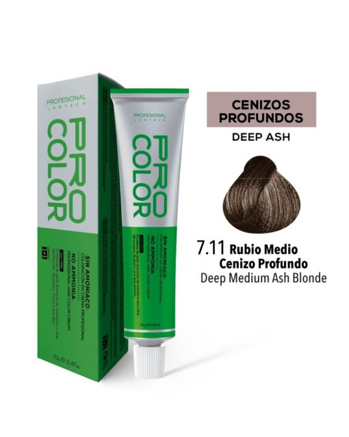 TINTE PRO COLOR SIN AMONIACO 7.11 RUBIO MEDIO PROFUNDO 70 GR