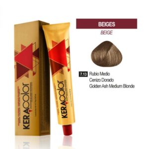TINTE KERACOLOR 7.13 RUBIO MEDIO CENIZO DORADO 70 GR