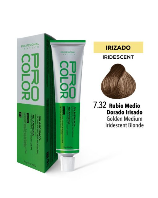 TINTE PRO COLOR SIN AMONIACO 7.32 RUBIO MEDIO DORADO IRISADO 70 GR