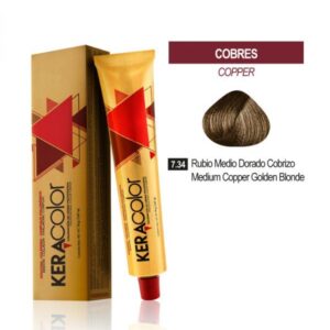 TINTE KERACOLOR 7.34 RUBIO MEDIO DORADO COBRIZO 70 GR + OXIGENTA