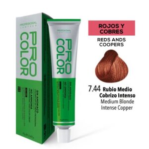 TINTE PRO COLOR SIN AMONIACO 7.44 RUBIO MEDIO COBRIZO INTENSO 70 GR