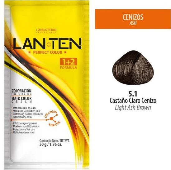 TINTE LANTEN 5.1 CASTAÑO CLARO CENIZO 50 GR 1 SACHET LANOSTERIN