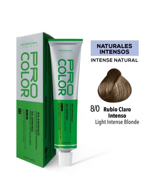 TINTE PRO COLOR SIN AMONIACO 8.0 RUBIO CLARO INTENSO 70 GR