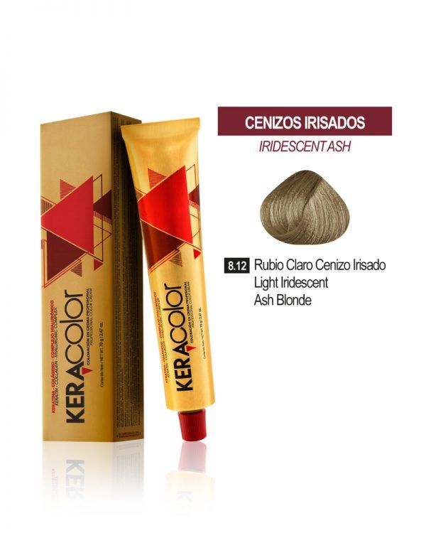 TINTE KERACOLOR 8.12 RUBIO CLARO CENIZO IRISADO 70 GR