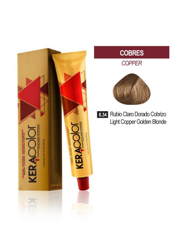 TINTE KERACOLOR 8.34 RUBIO CLARO DORADO COBRIZO 70 GR