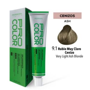 TINTE PRO COLOR SIN AMONIACO 9.1 RUBIO MUY CLARO CENIZO 70 GR