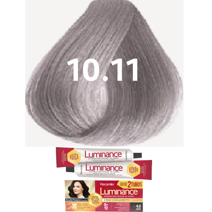 TINTE LUMINANCE 10.11 RUBIO PLATEADO DOBLE TUBO 2X60GR RECAMIER