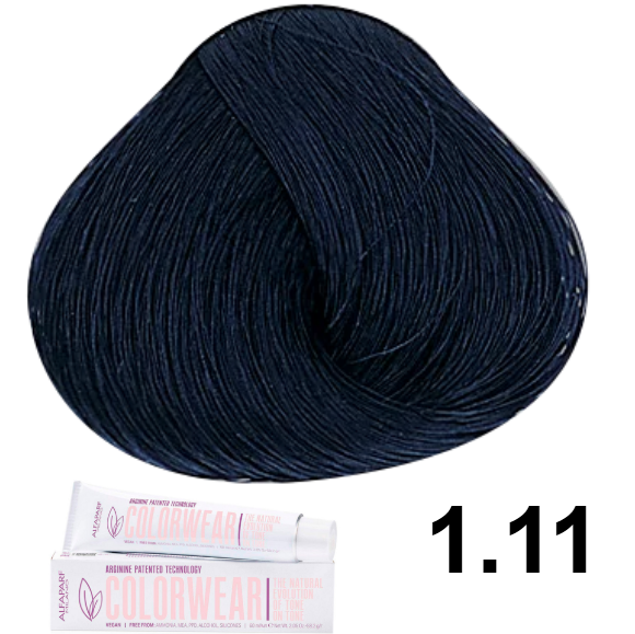 TINTE COLOR WEAR 1.11 NEGRO AZUL 60ML SIN AMONIACO ALFAPARF