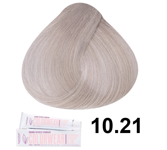 TINTE COLOR WEAR 10.21 RUBIO EXTRA CLARO IRISADO CENIZO 60ML SIN AMONIACO ALFAPARF