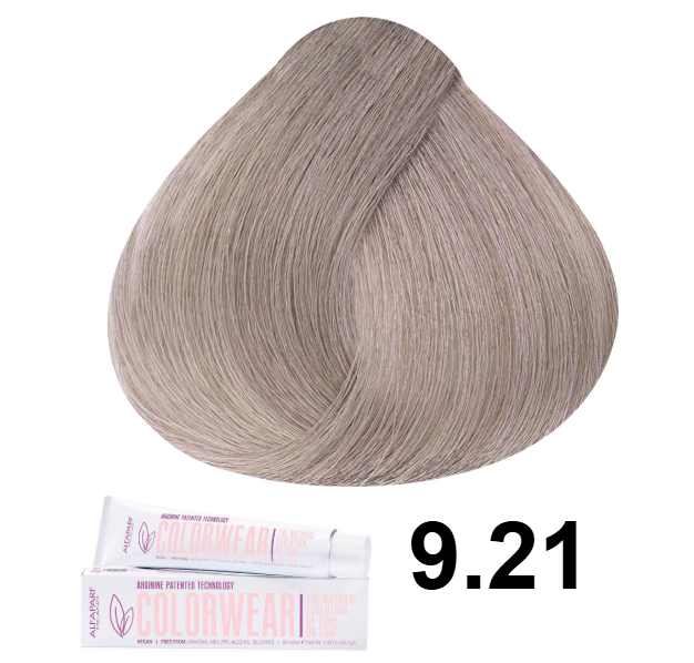 TINTE COLOR WEAR 9.21 RUBIO CLARISIMO IRISADO CENIZO 60ML SIN AMONIACO ALFAPARF