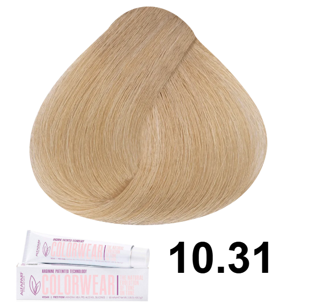 TINTE COLOR WEAR 10.31 RUBIO EXTRA CLARO DORADO CENIZO 60ML SIN AMONIACO ALFAPARF