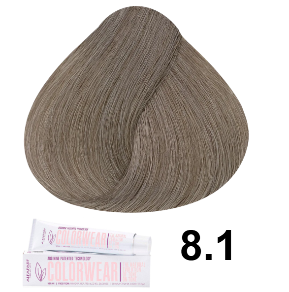TINTE COLOR WEAR 8.1 RUBIO CLARO CENIZO 60ML SIN AMONIACO ALFAPARF
