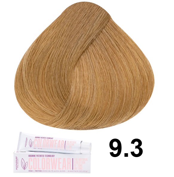 TINTE COLOR WEAR 9.3 RUBIO CLARISIMO DORADO 60ML SIN AMONIACO ALFAPARF