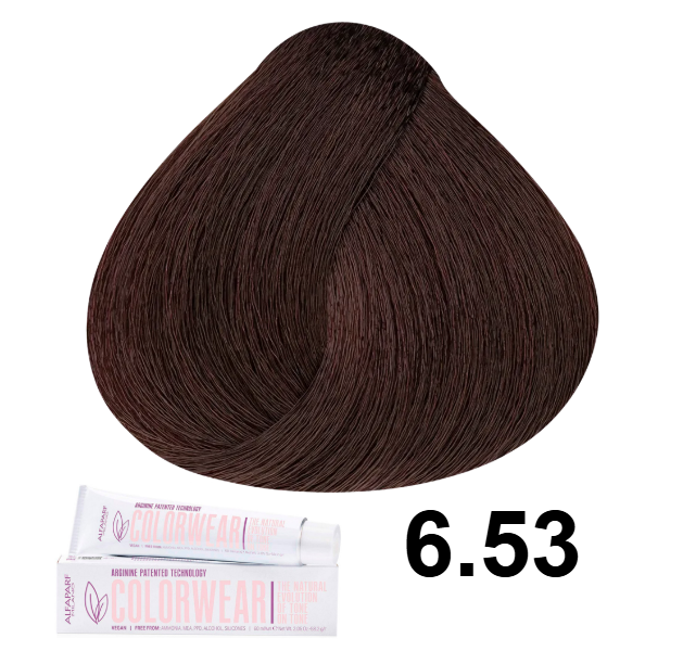 TINTE COLOR WEAR 6.53 RUBIO OSCURO CAOBA DORADO 60ML SIN AMONIACO ALFAPARF