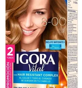 TINTE IGORA VITAL 8.00 RUBIO CLARO 2 TUBOS