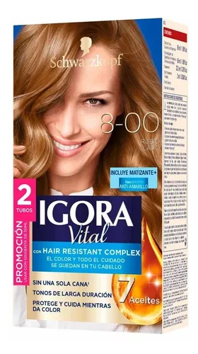 TINTE IGORA VITAL 8.00 RUBIO CLARO 2 TUBOS