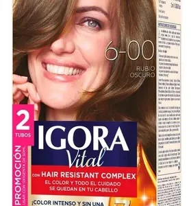 TINTE IGORA VITAL 6.00 RUBIO OSCURO 2 TUBOS