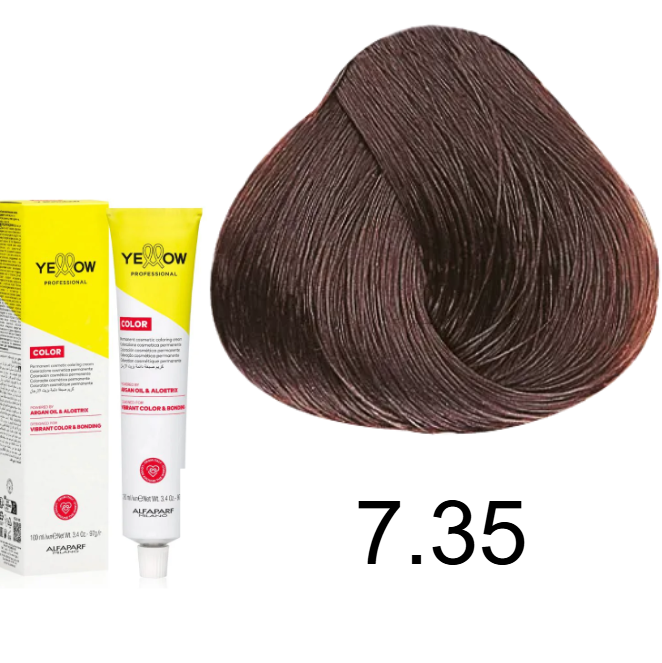 TINTE YELLOW 7.35 RUBIO MEDIO DORADO CAOBA 100 ML ALFAPARF