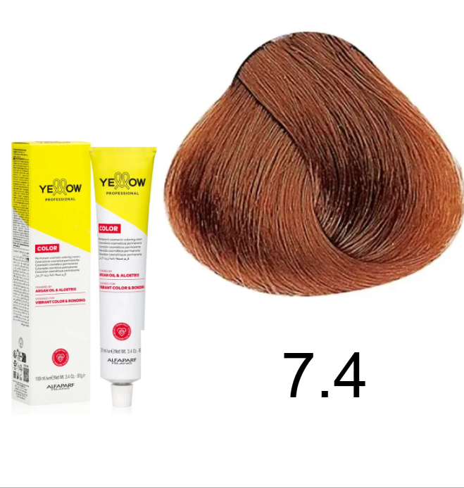 TINTE YELLOW 7.4 RUBIO MEDIO COBRE100 ML ALFAPARF