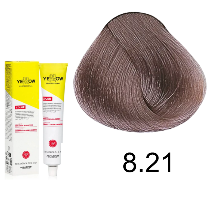 TINTE YELLOW 8.21 RUBIO CLARO IRIZADO CENIZO 100 ML ALFAPARF