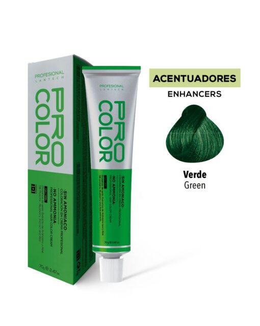 TINTE PRO COLOR SIN AMONIACO VERDE ACENTUADOR 70 GR