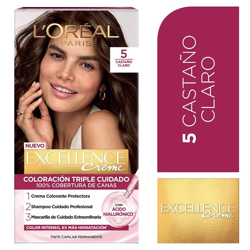 TINTE LOREAL EXCELLENCE 5 CASTAÑO CLARO KIT