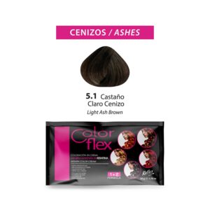 TINTE COLOR FLEX ROJO 5.1 CASTAÑO CLARO CENIZO 1 SACHET 50 GR
