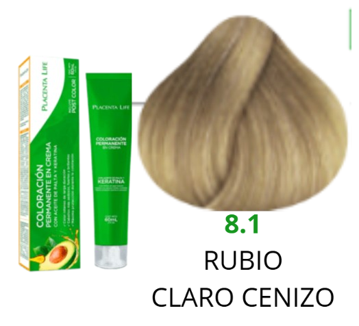 TINTE PLACENTA LIFE 8.1 RUBIO CLARO CENIZO 60 ML