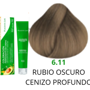 TINTE PLACENTA LIFE 6.11 RUBIO OSCURO CENIZO PROFUNDO 60 ML