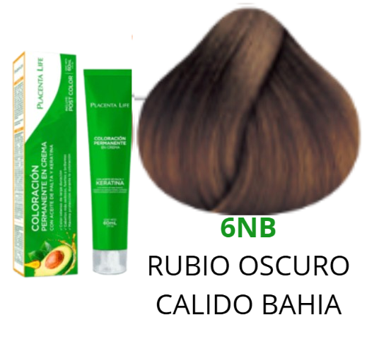 TINTE PLACENTA LIFE 6NB RUBIO OSCURO CALIDO BAHIA 60 ML