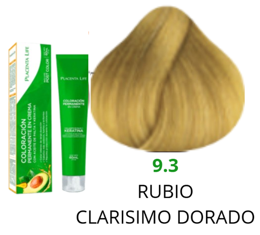 TINTE PLACENTA LIFE 9.3 RUBIO CLARISIMO DORADO 60 ML