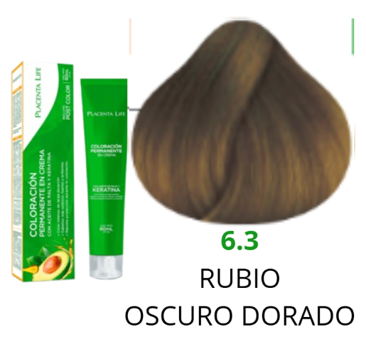 TINTE PLACENTA LIFE 6.3 RUBIO OSCURO DORADO 60 ML