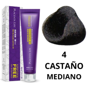 TINTE PLACENTA LIFE SIN AMONIACO 4 CASTAÑO MEDIANO 60 ML