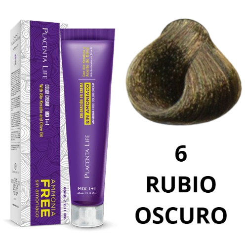 TINTE PLACENTA LIFE SIN AMONIACO 6 RUBIO OSCURO 60 ML