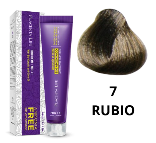 TINTE PLACENTA LIFE SIN AMONIACO 7 RUBIO 60 ML