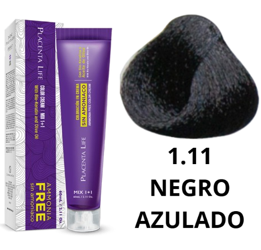 TINTE PLACENTA LIFE SIN AMONIACO 1.11 NEGRO AZULADO 90 ML