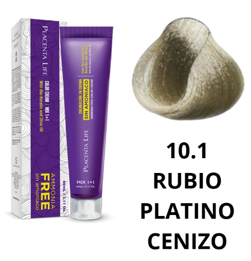 TINTE PLACENTA LIFE SIN AMONIACO 10.1 RUBIO PLATINO CENIZO 60 ML