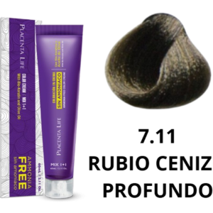 TINTE PLACENTA LIFE SIN AMONIACO 7.11 RUBIO CENIZO PROFUNDO 60 ML