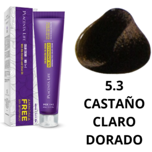 TINTE PLACENTA LIFE SIN AMONIACO 5.3 CASTAÑO CLARO DORADO 60 ML