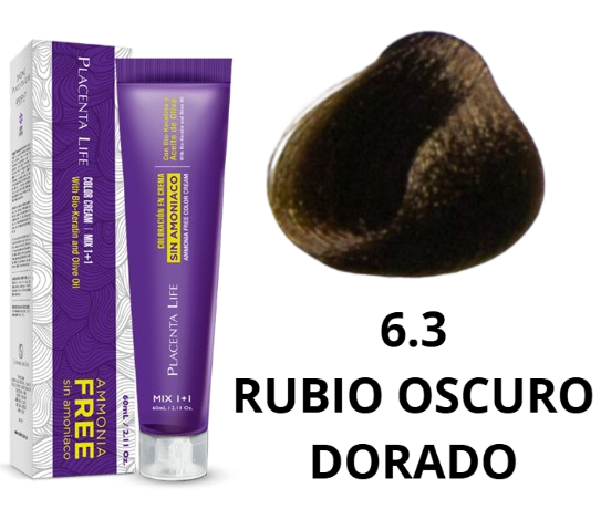 TINTE PLACENTA LIFE SIN AMONIACO 6.3 RUBIO OSCURO DORADO 60 ML