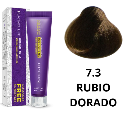 TINTE PLACENTA LIFE SIN AMONIACO 7.3 RUBIO DORADO 60 ML