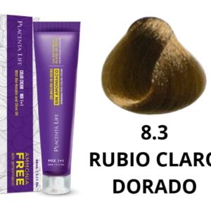 TINTE PLACENTA LIFE SIN AMONIACO 8.3 RUBIO CLARO DORADO 60 ML